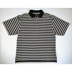 FootJoy FJ Men's Golf Polo Shirt Striped Black Beige Short Sleeve Size Large